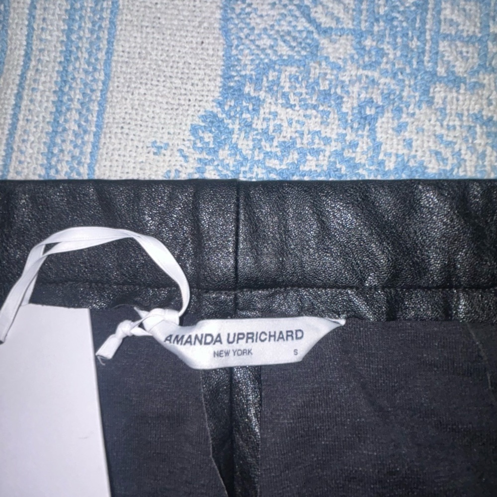 Womens Amanda Uprichard Faux Leather cropped Pants black NWT sz SM inseam 26” - Picture 8 of 13